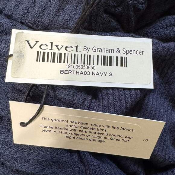 VELVET GRAHAM & SPENCER Navy Bertha Open Textured Cardigan Sweater NWT Small - Picture 10 of 10
